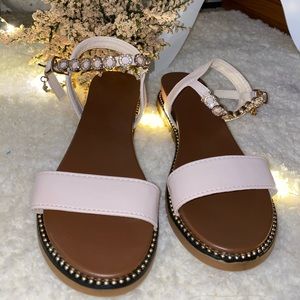 Rhinestone decor ankle strap sandals 👡